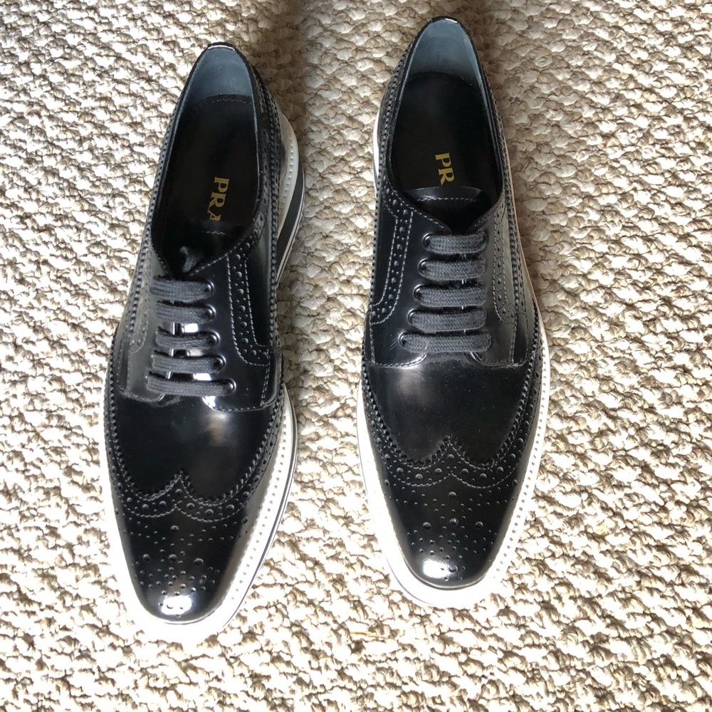 BRAND NEW PRADA perforated platform shoes!